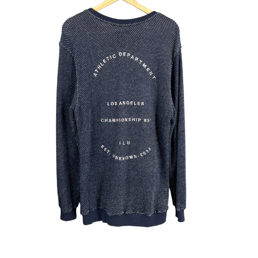 I Love Ugly ILU Mens Sweater Navy Back Print 100% Cotton Relaxed Crew Neck Small